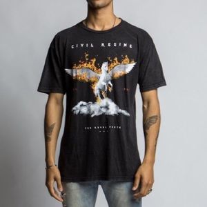 Civil Regime “Burning Gates” Tee in vintage black